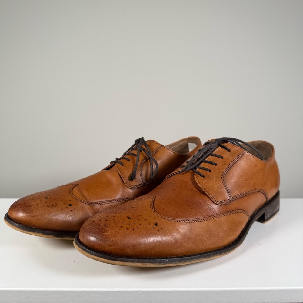 Men’s Banana Republic Brown Leather Wingtip Oxford Dress Shoes Size 12